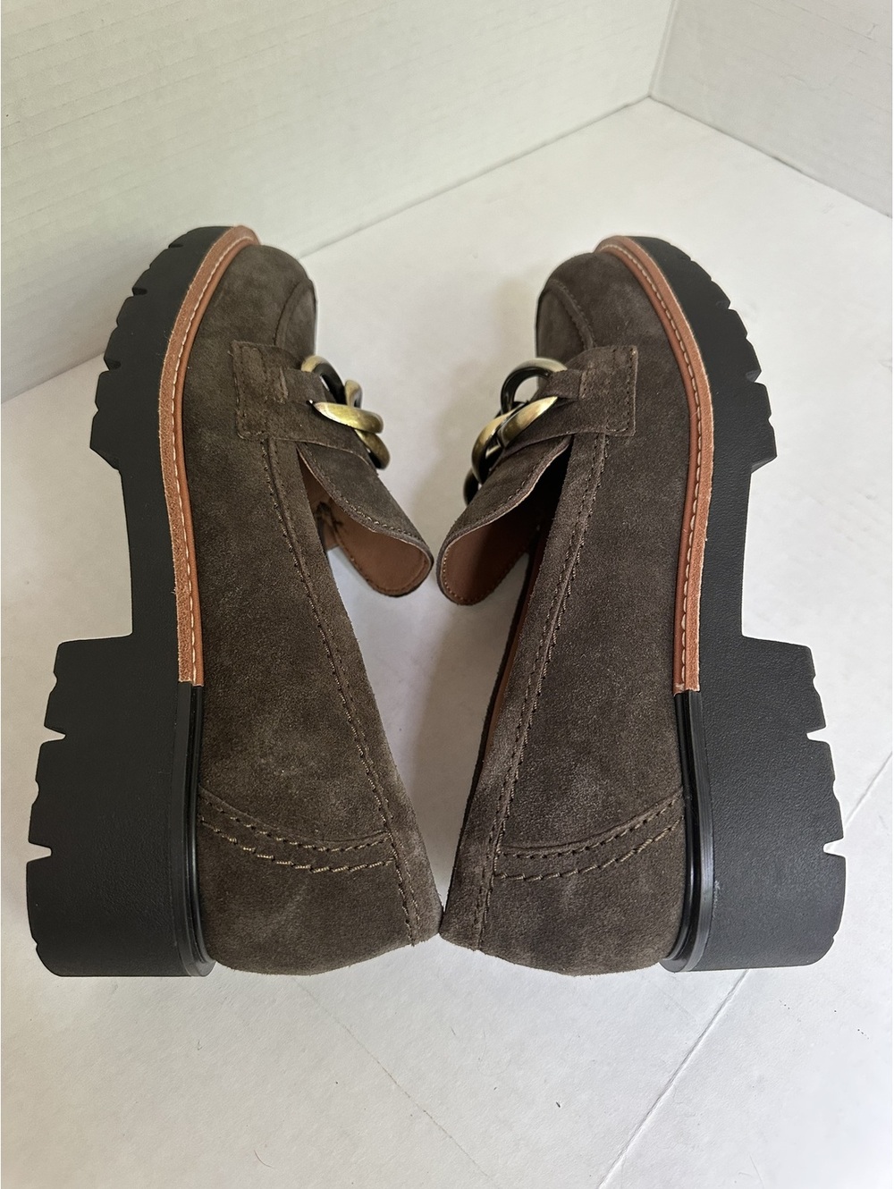 Dark Grey Suede Round Toe Lug Sole Casual Slip-on Loafers size 7.5 Brand New - Picture 8 of 8